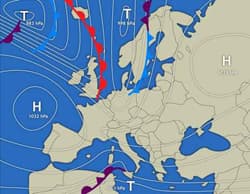 Illustration zum Wetterbegriff Drehung des Windes mit der Höhe