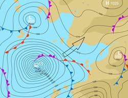 Illustration zum Wetterbegriff Warmsektor